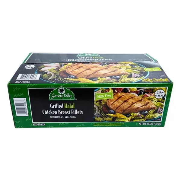 Garden Valley Grilled Halal Chicken Breast Fillets, Fully Cooked - 10 lbs