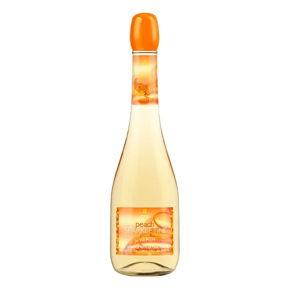 Verdi Peach Sparkletini, All Natural Fruit Flavored Italian Sparkling Spumante, Italy, 750ml Glass Bottle, 5-150ml Servings