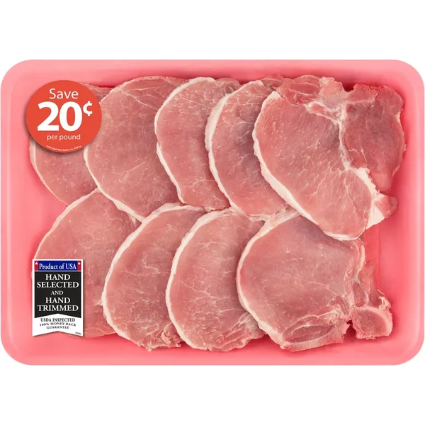 Pork Center Cut Loin Chops Thin Bone-In Family Pack, 2.37 - 3.9 lb Tray
