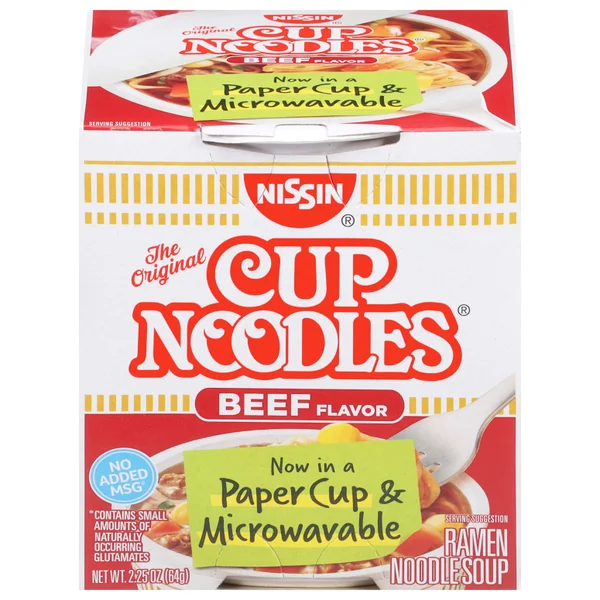 Nissin Foods The Original Cup Noodles Ramen Noodle Soup, Beef Flavor, 2.25 oz Cup, Shelf-Stable