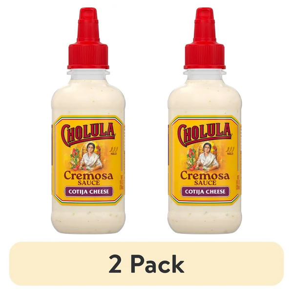 (2 pack) Cholula Cremosa Cotija Cheese Sauce in Resealable Plastic Bottle, 8 fl oz
