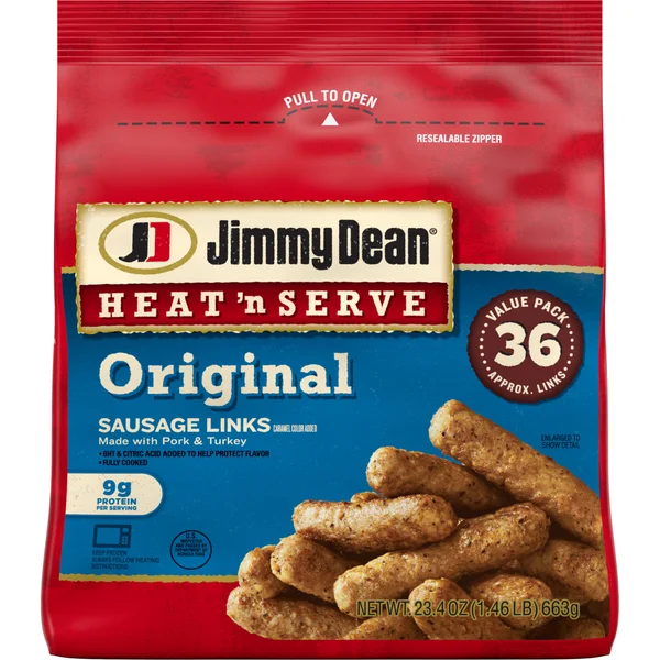 Jimmy Dean Frozen Heat 'N Serve Original Pork Breakfast Sausage Links, 23.4 oz