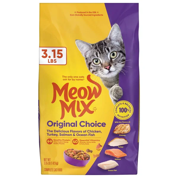Meow Mix Original Choice Complete Dry Cat Food, Chicken Turkey Salmon & Ocean Fish