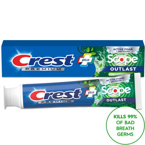 Crest Toothpaste, Premium Plus Scope Outlast Toothpaste, Long Lasting Mint Flavor 5.2 oz