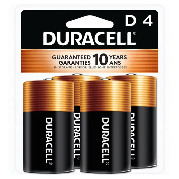 Duracell Coppertop D Alkaline Batteries, 4 Pack