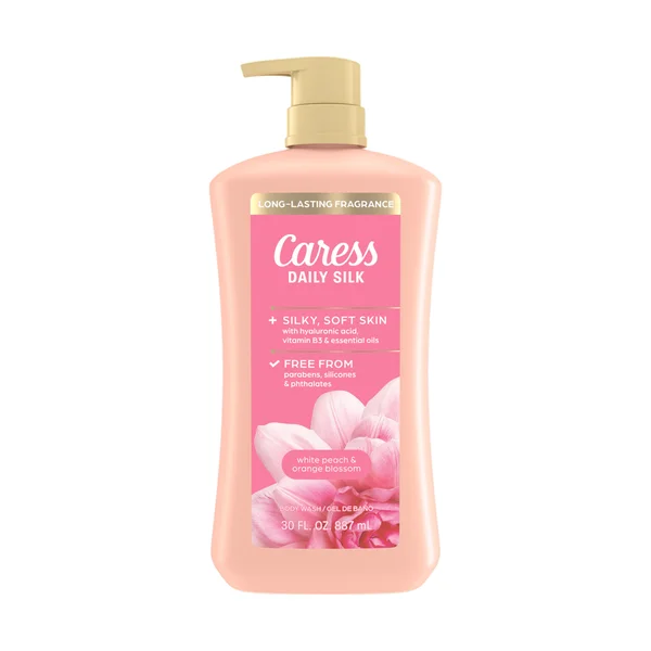 Caress Daily Silk Body Wash, Moisturizing Body Soap - Hyaluronic Acid, Vitamin B3, 30 oz