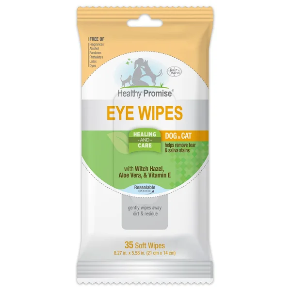 Four Paws Healthy Promise Dog & Cat Eye Wipes, 21 cm x 14 cm