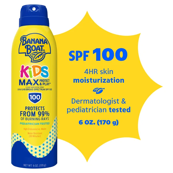 Banana Boat MAX Kids Sunscreen Spray SPF 100, Spray Sunscreen for Kids, Sunblock, 6 oz
