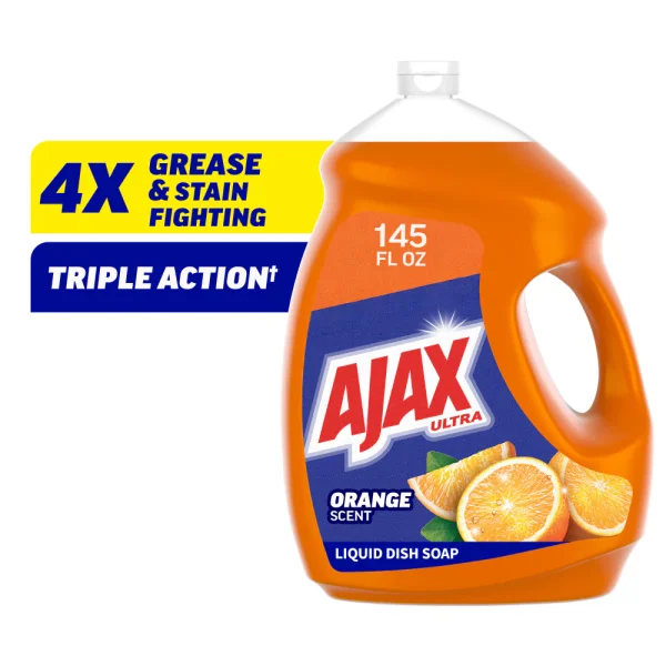 Ajax Ultra Liquid Dish Soap Triple Action Mess Free Easy Flip Cap Orange Scent