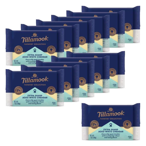 Tillamook Farmers' Collection Extra Sharp Aged White Cheddar, 7OZ, 12 Pack