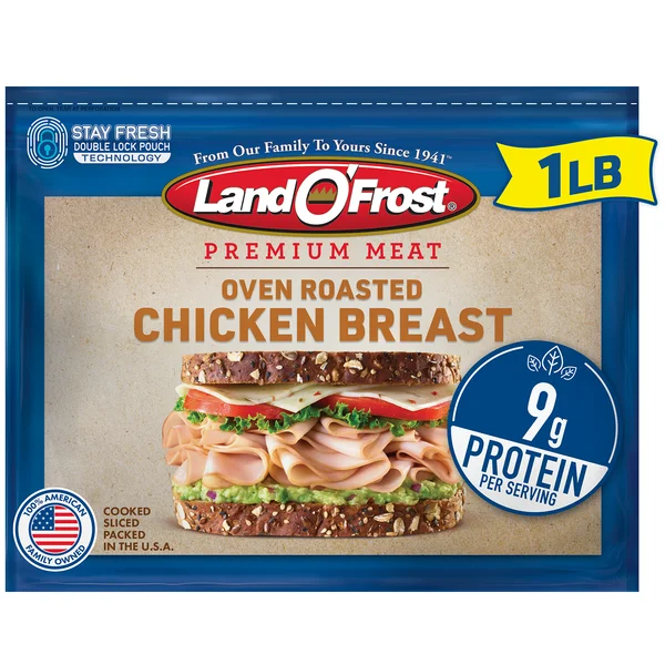 Land O'Frost Premium Sandwich Sliced Fresh Deli Lunch Meat, Oven Roasted Chicken Breast, 1 lb Resealable Pouch