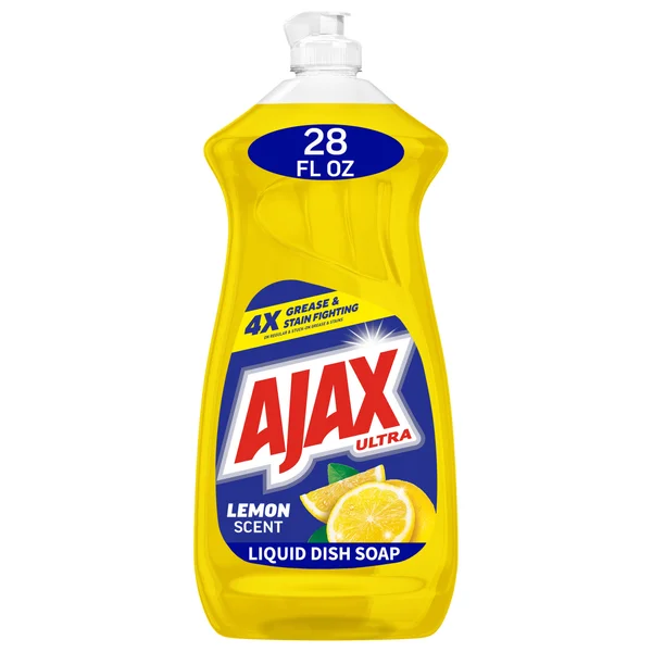 Ajax Ultra Liquid Dish Soap, Super Degreaser, Mess-Free, Easy-Flip Cap, Lemon Scent, 28 fl oz