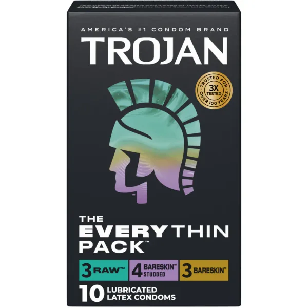 Trojan BareSkin The Everything Pack Raw Original and Studded Thin Condoms