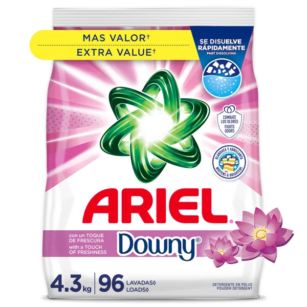 Ariel Laundry Detergent Powder, Touch of Downy Freshness, 4.3 kg, 96 Loads