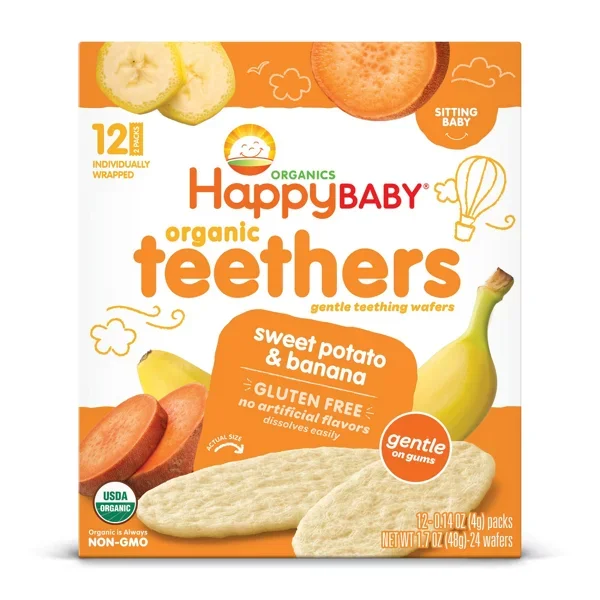 Happy Baby Organics Teethers Sweet Potato & Banana Organic Baby Snack, 0.14 oz, 12 ct