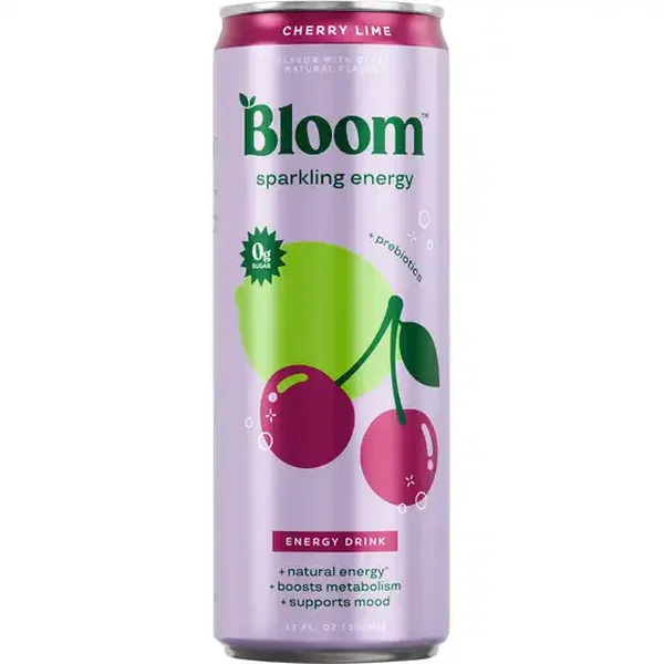 Bloom Nutrition Zero Sugar Cherry Lime Sparkling Energy Drink Plus Prebiotics Can (12 fl oz)