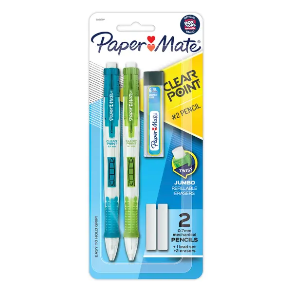 Paper Mate Clear Point Mechanical Pencils, 0.7mm, #2, Fashion Barrels, 2 Count