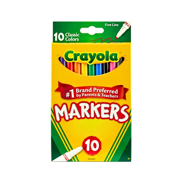 Crayola Fine Line Markers, Classic Colors, 10 Count, Back to School Supplies for Kids and Teachers, Classroom Essentials, Gifts, 3+