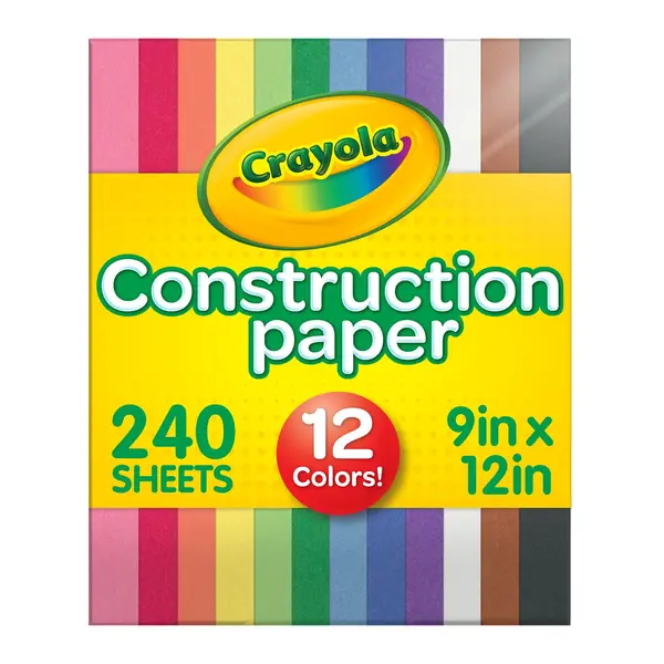Crayola Construction Paper, 240 Pages, Valentines Party Supplies, 10 Colors, Craft Paper