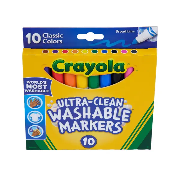 Crayola Ultra-Clean Washable Broad Line Markers, 10 Ct, Back to School Supplies, Classroom Essentials for Teachers, Gift, 3+