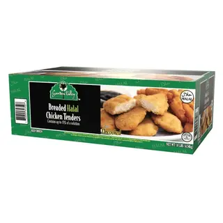 Garden Valley Breaded Halal Chicken Tenders, Uncooked - 10 lbs