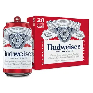 Budweiser American Lager Beer 20 pack 12 fl oz Aluminum Cans 5% ABV