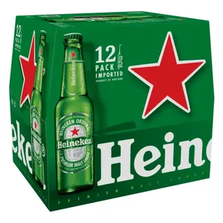 Heineken Original Netherlands Lager Import Beer, 12 pack, 12 fl oz Bottles, 5% ABV