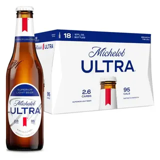 Michelob ULTRA Superior American Light Lager Beer 18 pack 12 fl oz Glass Bottles 4.2% ABV
