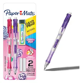 Paper Mate Clearpoint Mechanical Pencil, Candy Pop, HB #2 Lead, 2 Count