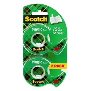 Scotch Magic Tape Dispensers, 3/4 in. x 600 in., 2 Dispensers/Pack
