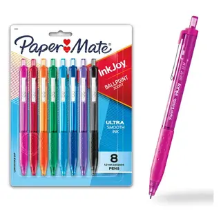Paper Mate InkJoy Retractable Ballpoint Pen, 1.0 mm, Assorted Colors, 8 Count