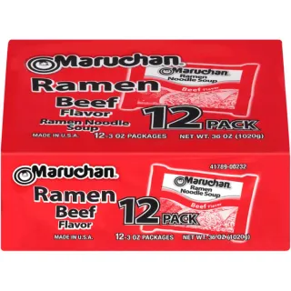 Maruchan Ramen Noodle Soup, Beef Flavor Instant Noodles, 3 oz, Pack of 12