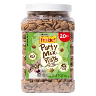 Purina Friskies Party Mix Natural Cat Treats, Natural Yums Catnip Flavor, 20 oz Canister, 3 Pack