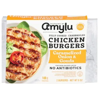 Amylu Foods Caramelized Onion & Gouda Chicken Burgers