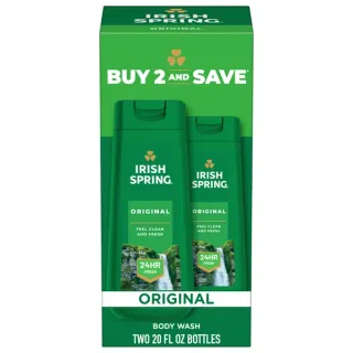 Irish Spring Original Moisturizing Body Wash for Men, 24-Hour Fresh, Face and Body Wash, Men’s Body Wash, Paraben Free, Cool Fresh Scent, 20 fl oz Bottle, 2 pack
