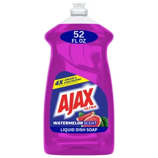 Ajax Ultra Liquid Dish Soap, Strips Grease, Mess-Free, Easy-Flip Cap, Watermelon Scent, 52 fl oz