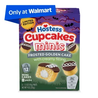 Hostess Cupcakes Minis, Frosted Golden Snack Cakes for Halloween, 9 oz Box (6 Count)