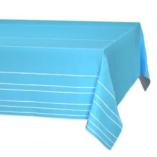 American Greetings Plastic Table Cover, Light Blue with White Striped