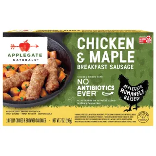 Applegate Fully Cooked & Browned Breakfast Sausages, Chicken & Maple