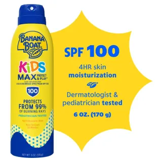 Banana Boat MAX Kids Sunscreen Spray SPF 100, Spray Sunscreen for Kids, Sunblock, 6 oz