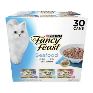Purina Fancy Feast Seafood Grilled Collection Wet Cat Food Variety pack, Tuna-Salmon & Shrimp-Seafood, All Life Stages