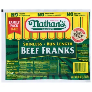 Nathan's Skinless Bun Length Beef Franks Family pack