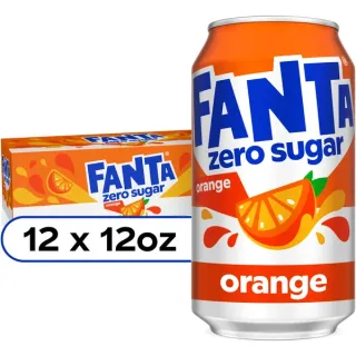 Fanta Zero Sugar Soda, Orange (12 x 12 fl oz)