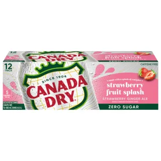 Canada Dry Zero Sugar Ginger Ale Soda, Strawberry Fruit Splash (12 x 12 fl oz)