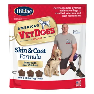 Bil-Jac VetDogs Veteran's K-9 Corps Skin & Coat Formula, Soft & Moist Dog Treats, Chicken, 10 oz