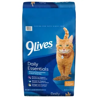 9Lives Daily Essentials Dry Cat Food for Adult Cats with Chicken, Beef & Salmon, 28 lb. Bag