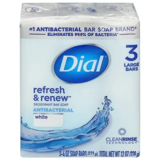 Dial Refresh & Renew Antibacterial Deodorant Bar Soaps, White