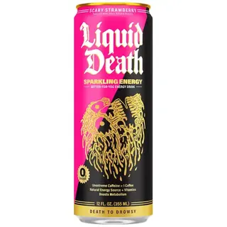 Liquid Death Zero Sugar Scary Strawberry Energy Drink (12 fl oz)