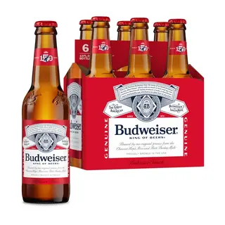 Budweiser American Lager Beer 6 pack 12 fl oz Glass Bottles 5% ABV