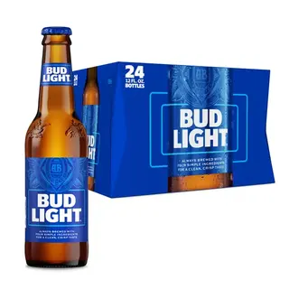 Bud Light Beer, 24 Pack Beer, 12 fl oz Glass Bottles, 4.2% ABV, American Lager